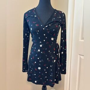 NWT Garage Black Floral Wrap Romper size small